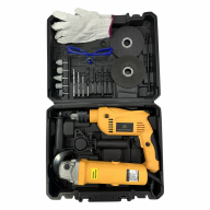 KIT TALADRO 13MM E AMOLADORA  115MM 220V AMARILLO